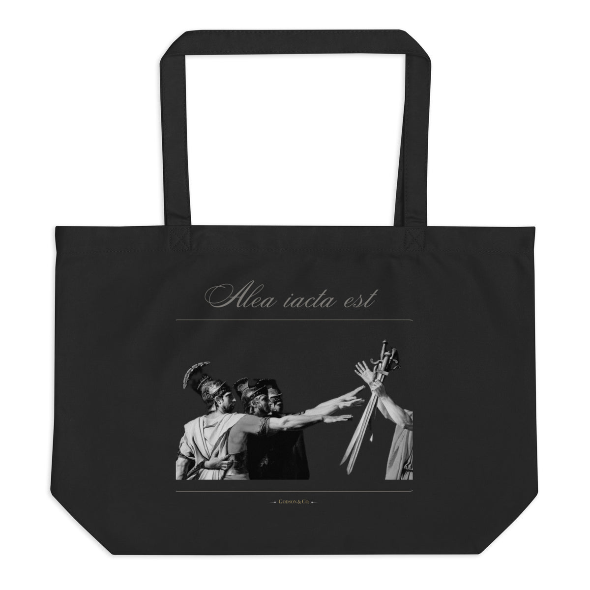 Alea iacata est Organic Black Tote Bag Large